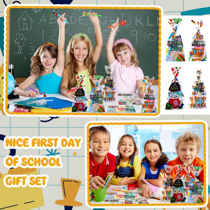 Saypacck 194 Pcs Back to School Stationery Set for Students First Day of School Essentials Includes Gift Bags Notebook Sticker Ballpoint Pen Bookmark for Classroom Gifts Rewards Prize Favors Supplies