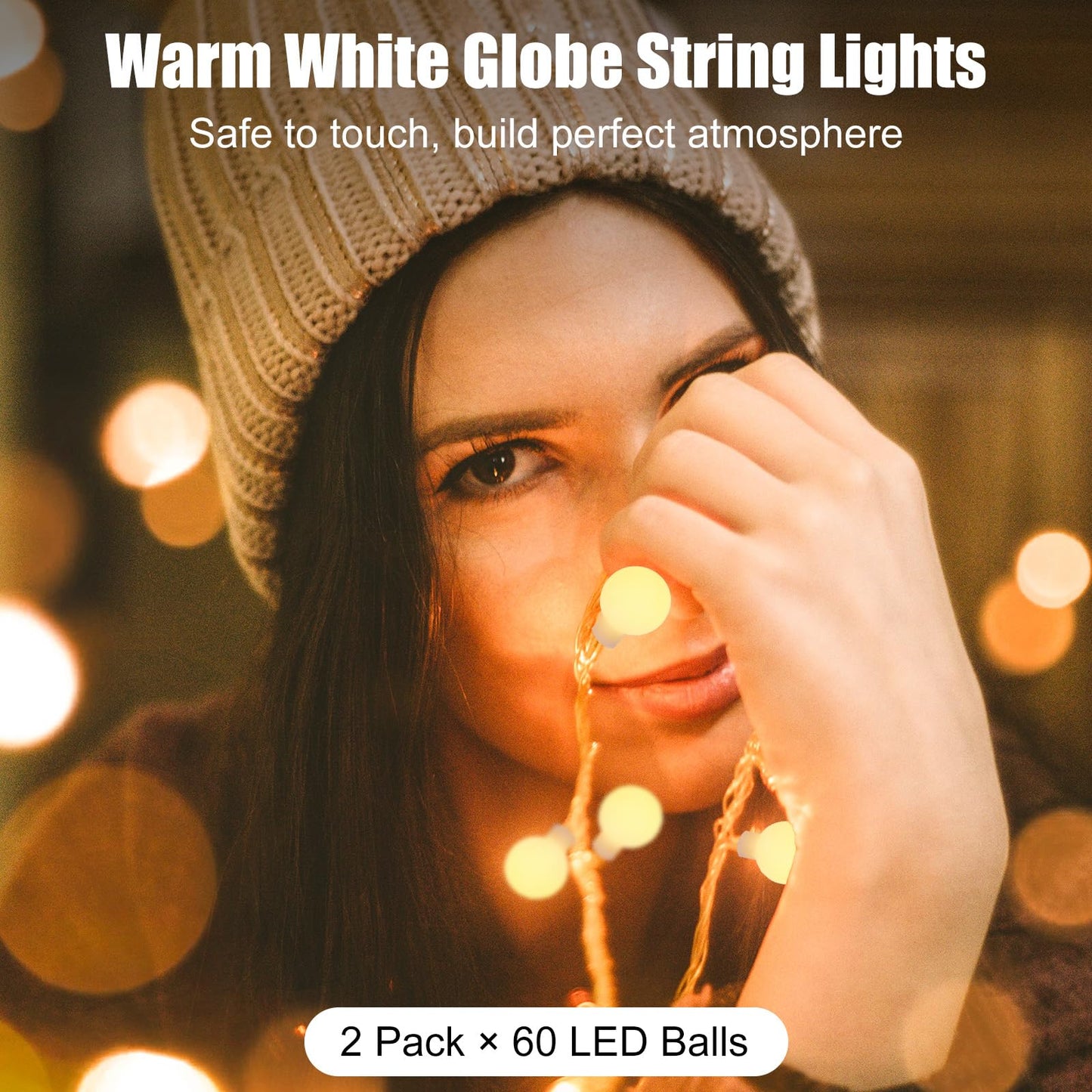 Minetom 2 Pack Globe String Lights Battery Operated, Totally 120 LED Fairy Lights with Remote, Waterproof for Indoor Outdoor Bedroom Classroom Dorm Camping Canopy Wedding Xmas Decor, Warm White