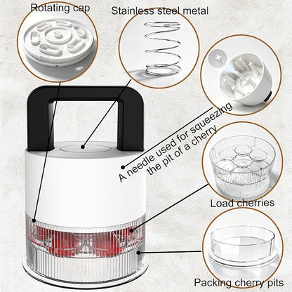 Cherry Pitter Multiple, Cherrys Pitter Corer Tool, Quick Portable Cherry Pitting Tool, Easy to Use for Making Cherry Jam - Pit 7 Cherries at Once, Saving Time & Effort-Dishwasher Safe