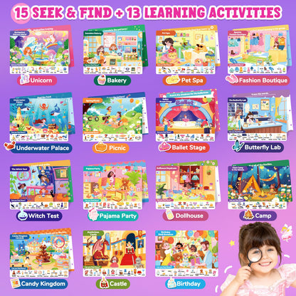 JoyCat Seek & Find Game Book, Educational Toys for Girls Ages 3-5, Preschool Learning Activities for Toddlers & Kids, Christmas Road Trip Travel Toys for Car & Airplane, Gifts for 3 4 5 6 Year Olds