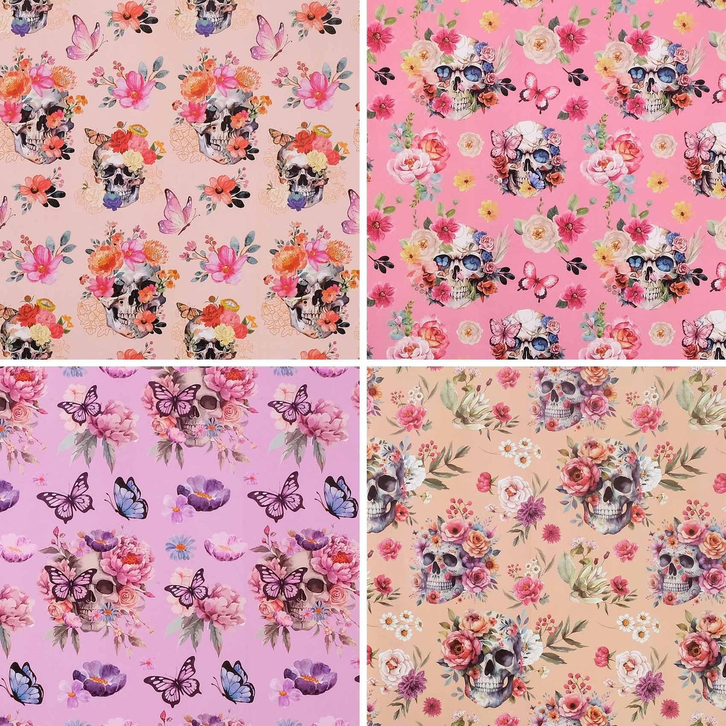 Aimyoo Halloween Wrapping Paper Rolls - 17 Inch x 10 Feet - 4 Rolls - Gothic Skull, Floral Design Perfect for Halloween, Christmas Decorations, Holidays, and Parties