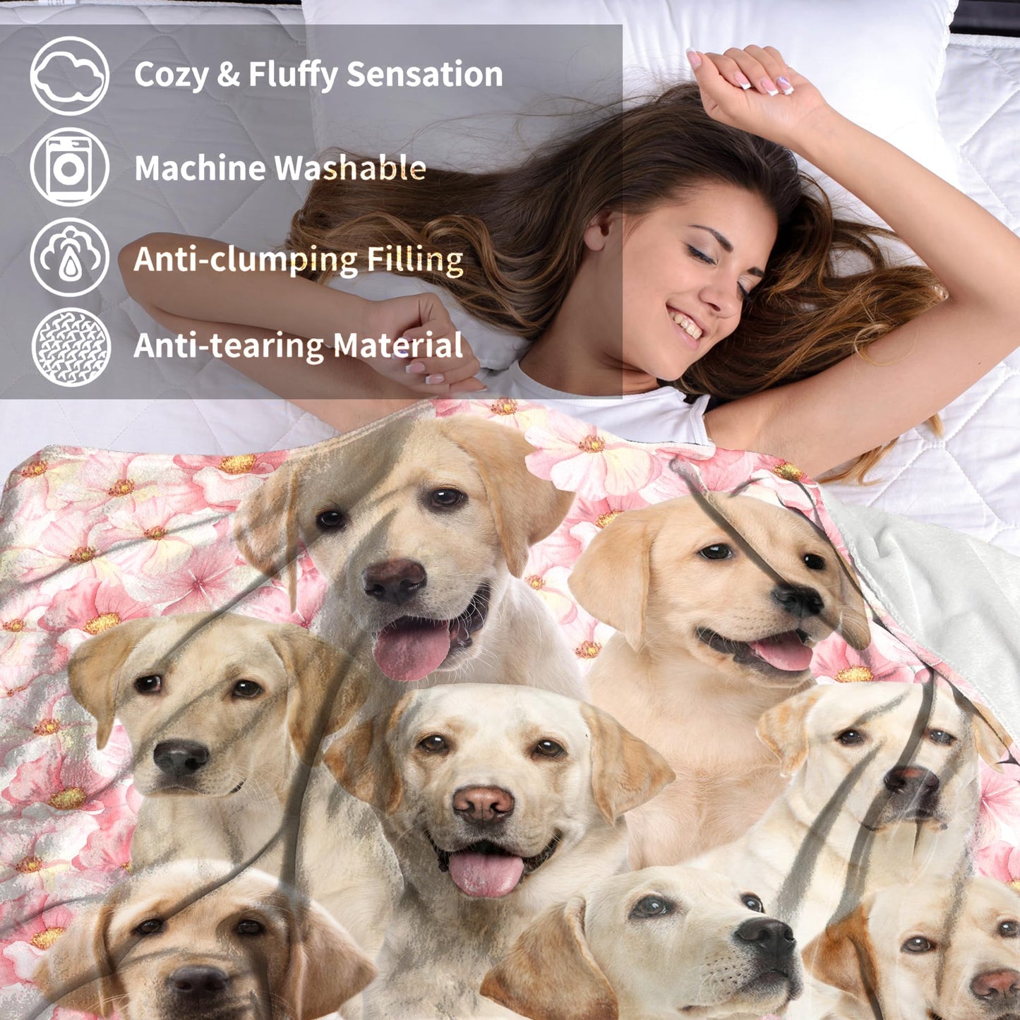 Labrador Retriever Dog Throw Blanket,Labrador Retriever Gifts for Dog Lovers,Soft Flannel Blanket Throw,Gift for Women Kid Girls Halloween Christmas 50"x60"