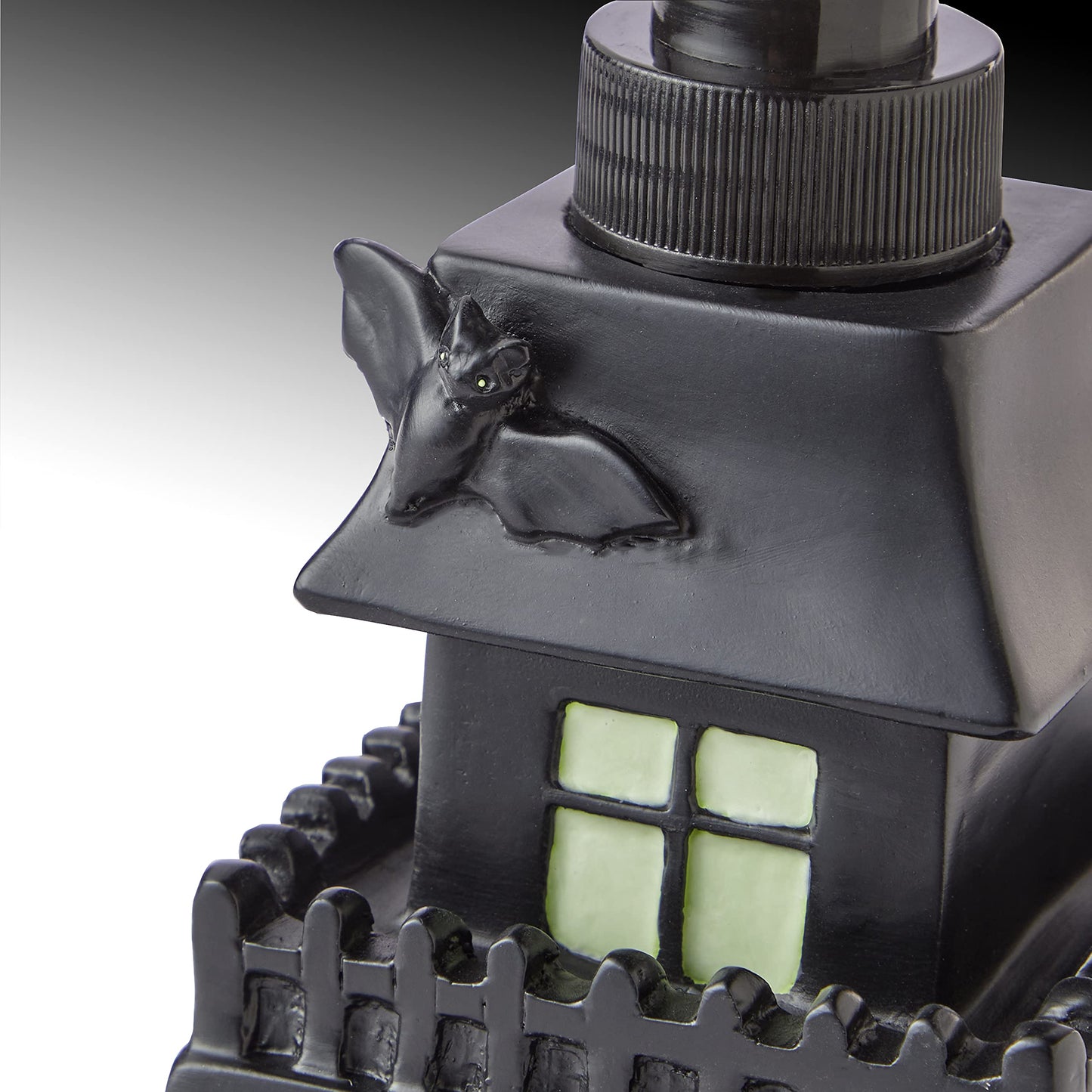 SKL Home Halloween Haunted House Glow-In-The-Dark Soap Dispenser for Bath/Kitchen & Gift, Black