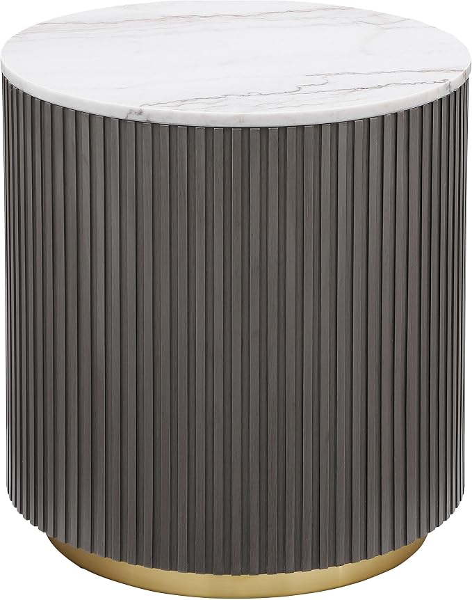 Coaster Home Furnishings - Jason - Wood and Metal - 2-Piece Coffee Table Set with Marble Tops, Reeded Drum Bases, and Gold Ring Accents - Living Room- Charcoal and White Marble - 710418-S2