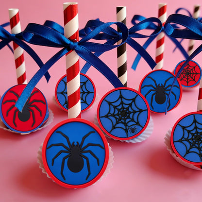48 PCS Spider Cupcake Rings, Spider Cupcake Toppers Cake Toppers Dessert Decorations for Birthday Halloween Party Classroom Prizes