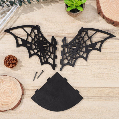 Zerodeko 2 PCS Crystal Shelf Display: Bat Shaped Corner Shelves Wooden Wall Corner Shelf Wall Floating Shelf Gothic Spooky Art Decoration for Home Bedroom Kitchen