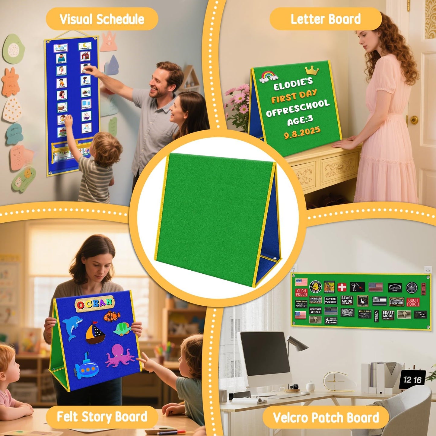 AKAYOK Felt Board - Double-Sided Flannel Board for Preschool Learning, Interactive Storytelling & Play | 33" x 12" Portable Felt Letter Board (Letters Not Included), Perfect for Desktop & Wall Use