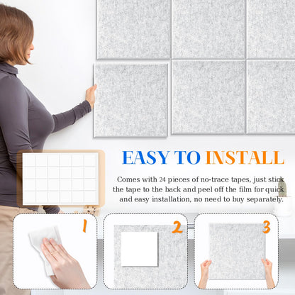 DOLLAR BOSS Large Cork Board for Wall 48" x 36" x 0.5" Bulletin Board 12 Packs Corkboard Tiles Self Adhesive Felt Wall Tiles for Office Home School, Light Grey
