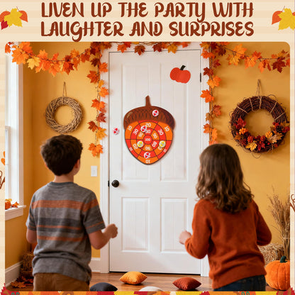 TEASIK Thanksgiving Acorn Dart Board - Fall Crafts for Kids,Halloween & Thanksgiving Decorations with 10 Balls,Autumn Party Wall Decor for Family Game Night (21.3x16.5 Inch)