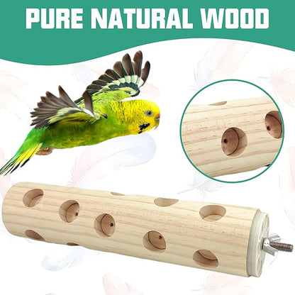 Natural Bird Wooden Block Chewing Toy,Parakeet Toys, Bird Cage Accessories for Hamster Cockatiels Conures Budgie
