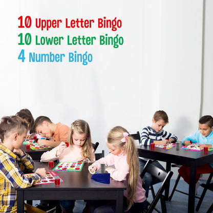 SpriteGru Alphabet Bingo Game, Uppercase/Lowercase/Number Bingo Game ABC and 123 Bingo Board Game for Kindergarten and Preschool Kids 4-8, Perfect for Classroom & At Home