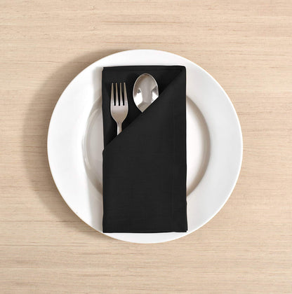 FINGERCRAFT Dinner Cloth Napkin Cotton Linen Blend 12 Pack Natural Premium Quality Mitered Corner Every Day Wedding Christmas Pre Shrunk & Good Absorbency 18x18 inch Black