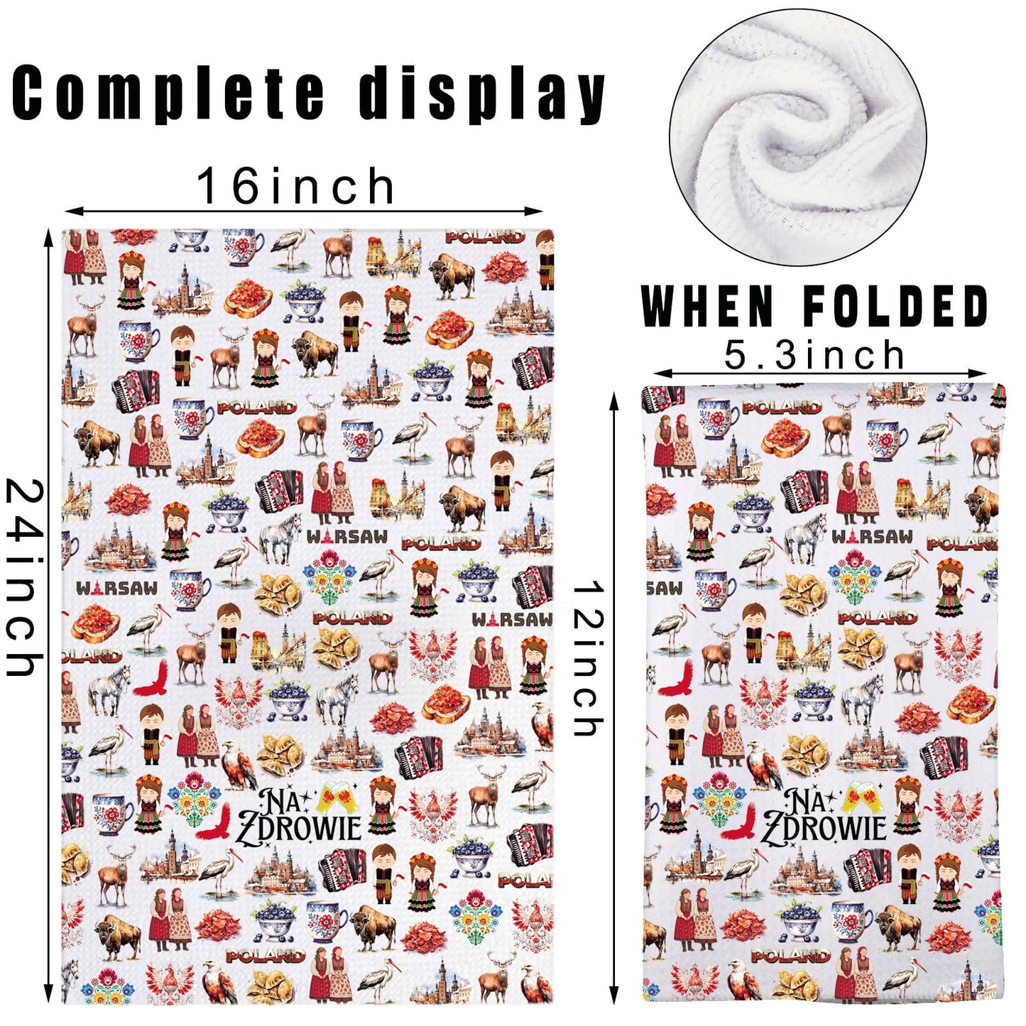 G2TUP Poland Kitchen Towel Polish Cheers Tea Towel Na Zdrowie Gifts Polska Hand Towel Polish Gifts (NaZdrowie kt)