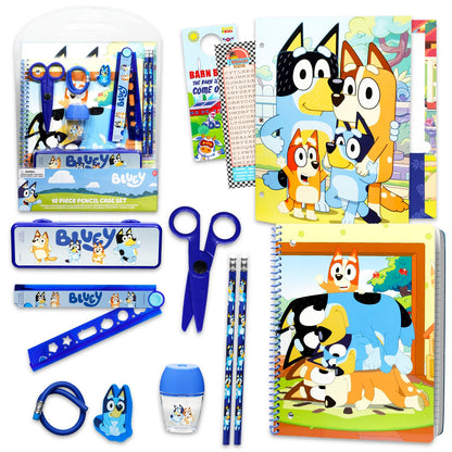 Bluey School Supplies Set - Bundle with Folder, Notebook, Memo Pad, Pencils, Ruler, Stickers, More | Bluey and Bingo Back to School Classroom Set