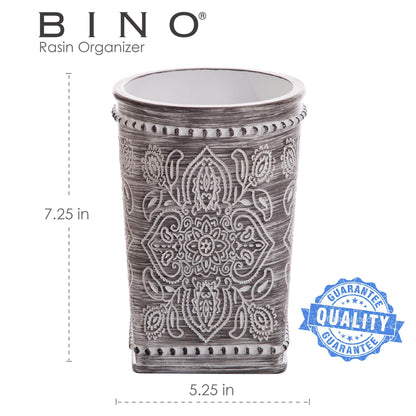 BINO Kitchen Utensil Holder for Countertop, Grey Wildflower - Utensil Caddy countertop utensil holder Utensil Crocks for kitchen Cooking Utensil Holder Kitchen Utensils Holder Spatula Holder