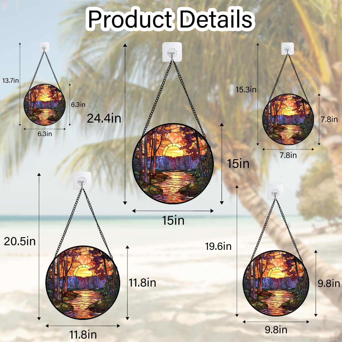 JOSUMALY Stained Glass Window Hanging, Orange Landscape Green Purple Lake Forest Suncatcher for Doors Window Home Sun Catchers Decor Mother's Day Birthday Gifts for Women Men Mom 9.8 in