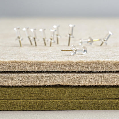 Bulletin Board, 24 x 18 inches Felt Board Decorative Pin Board, Cork Board Alternative for Wall, Foldable Photo Board Self-Adhesive Vision Board Mood Board with 20 Pushpins - Olive