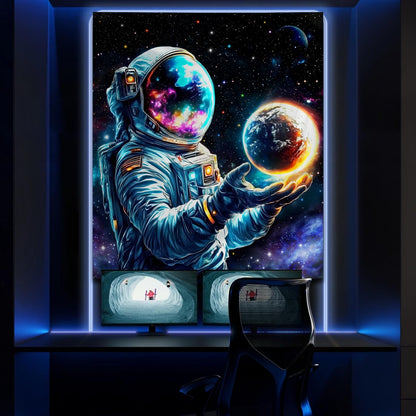 Apdidl Space Galaxy Poster Decor Tapestry for Bedroom, Astronaut Cool Planet Wall Hanging, Fantasy Outer Space Wall Tapestries Men, Funny Art Poster Aesthetic for Boys Guys Gamer Living Room 51" X 60"