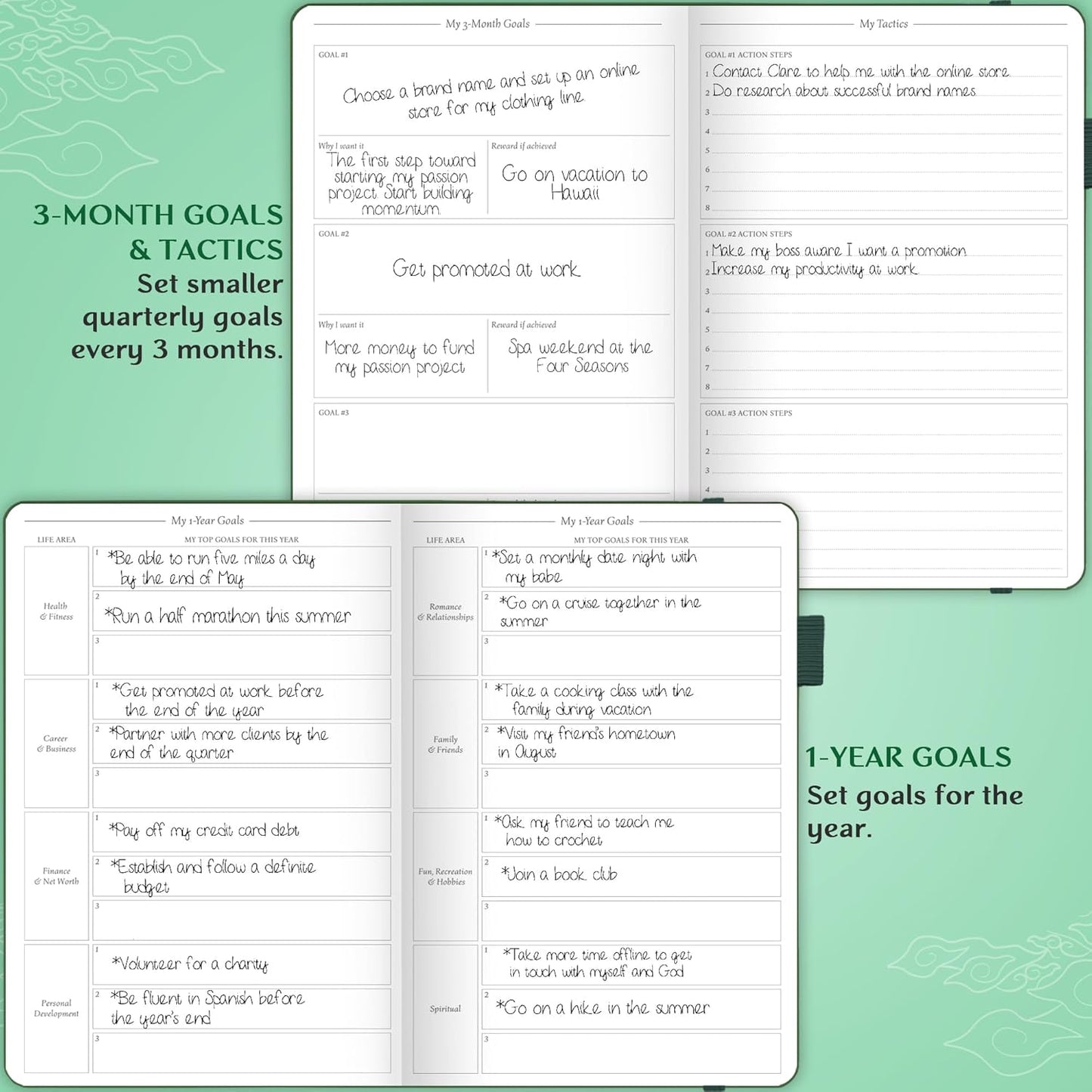 Legend Planner Hourly Schedule Edition – Deluxe Weekly & Daily Organizer with Time Slots. Time Management Appointment Book Journal for Work & Personal Life, Undated, A5 Hardcover – Dark Green Debossed