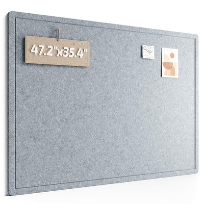 Fluxynara Large Bulletin Board, 47.2" x 35.4" Cork Board Alternative with 24 Safe Removable Adhesive Tabs, Foldable Felt Pin Board for Home Office, Classroom, Bedroom,Entryway for Walls—Blue Gray