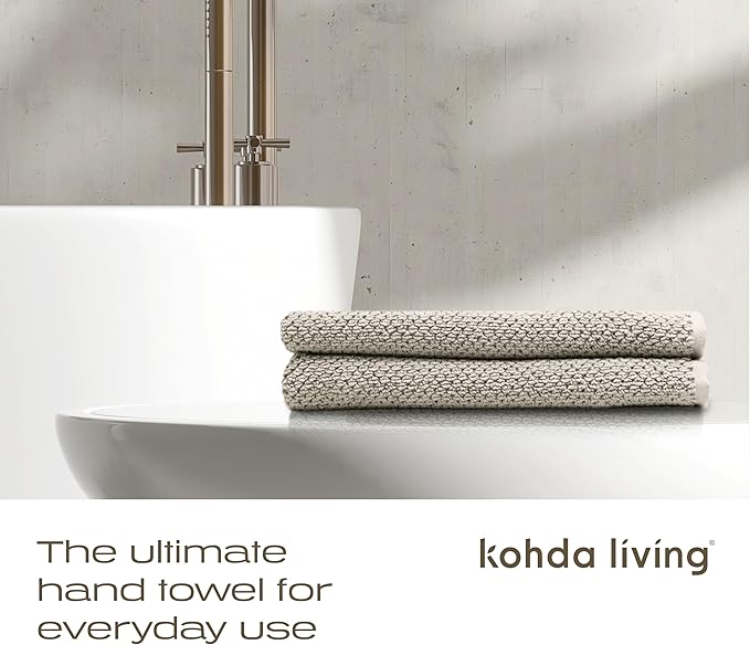Luxury Silver-Infused Beige Guest Hand Towels 2-Pack Set, 23.6"x17.7"