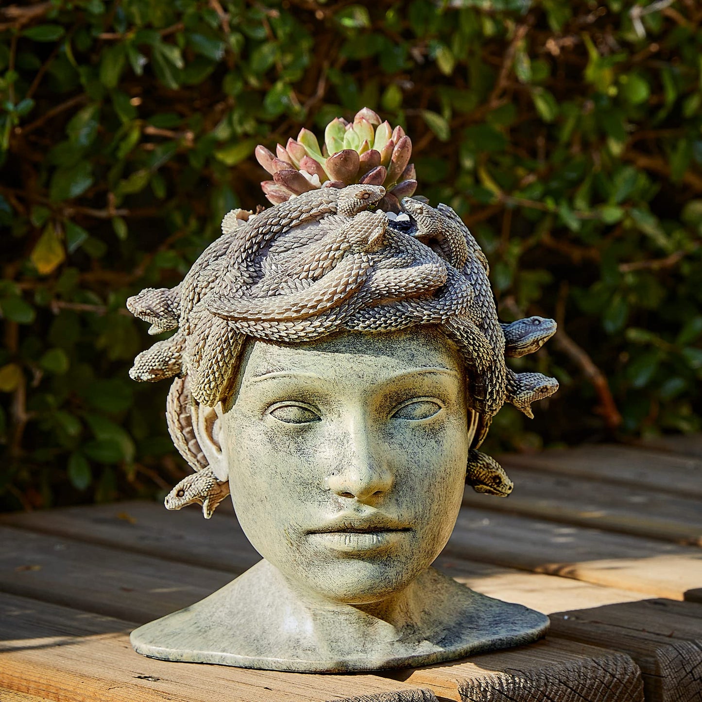 Medusa Head Planter Large Stone Face Planter Pot Garden Statue Outdoor Flower Pot Waterproof Sculpture Greek Mythology Garden Decor Handmade Art Sculpture Unique Gift for Patio Yard Lawn Home Decor