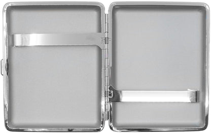 Set of 2 Metal-Plated 100s Leather Cigarette Case & Stash Box (Crocodile Black)