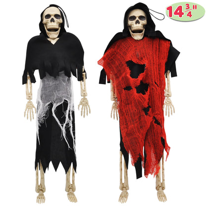 JOYIN 2PCS 16" Scary Halloween Decorations Halloween Skeletons Full Body Poseable Skeleton