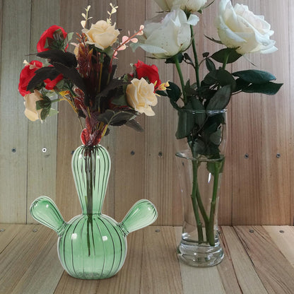 Alasum Glass Cactus Vase Small Hydroponic Plant Vase Green Glass Decorative Terrarium Jar for Tabletop Home Décor and Reed Diffuser Centerpiece