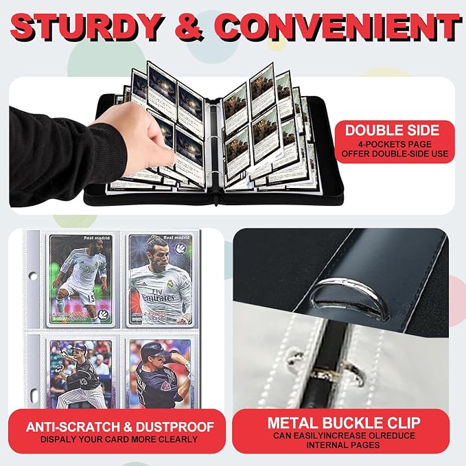 440 Card Binder 4 Pocke 3-Ring Trading Card Binder with 55 Page Removable Sleeves, High Storage Trading Card Holder Collection Card Album Carrying Organizer Case for TCG Cards-Fire Dragon