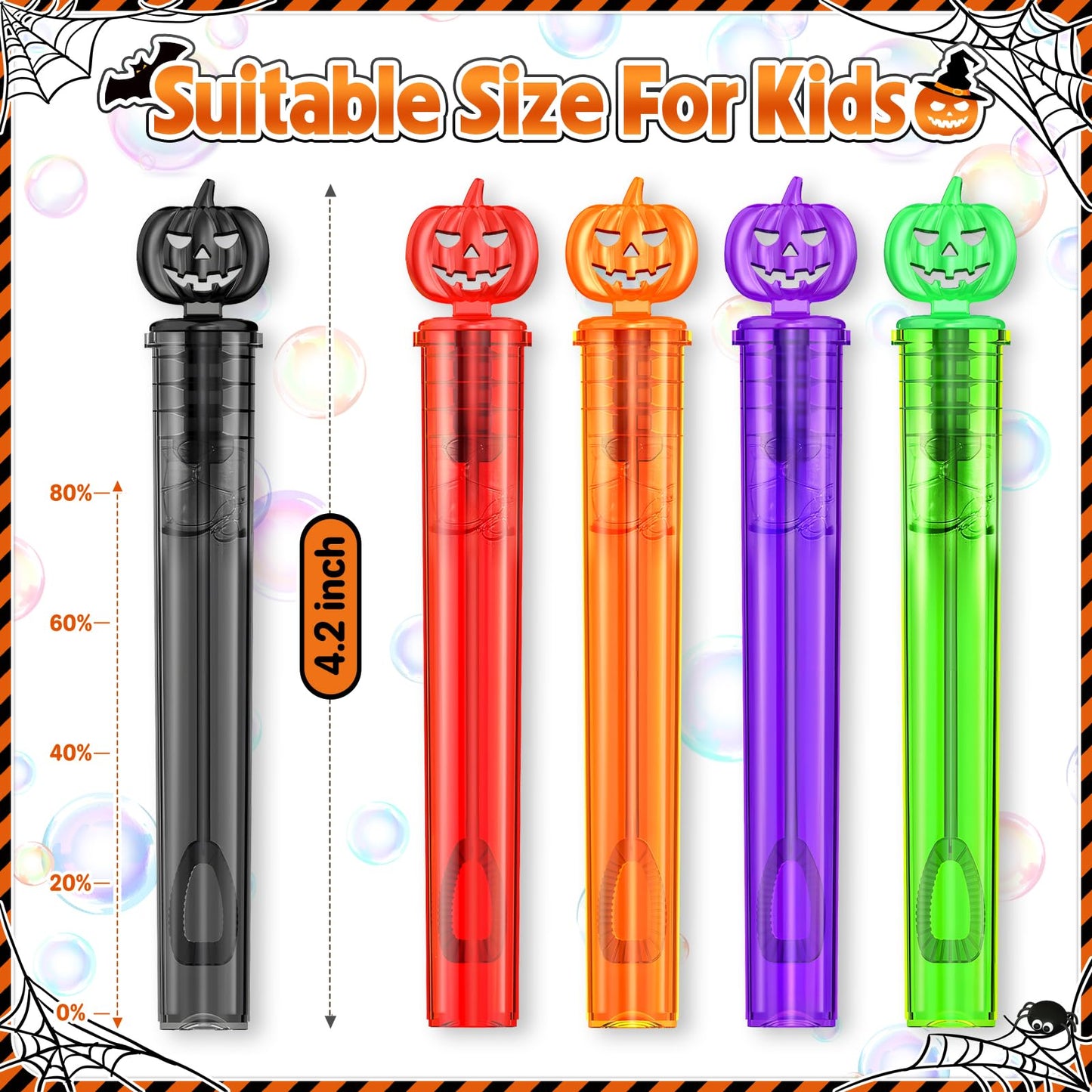 SpringFlower Halloween Party Favor for Kids, 400 Pcs Halloween-Themed Mini Bubble Wands for Halloween Party Favor Supply Goodie Bags Prefilled, Classroom Rewards, Halloween-Themed Toys Gifts for Kids