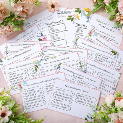 Syhood Mother's Day Friendly Feud Card Game with 2 Answer Buzzers, Family Trivia Quiz Game Night, Fun Party Activities for Adults, Office, Classroom, Large Group and Team Building