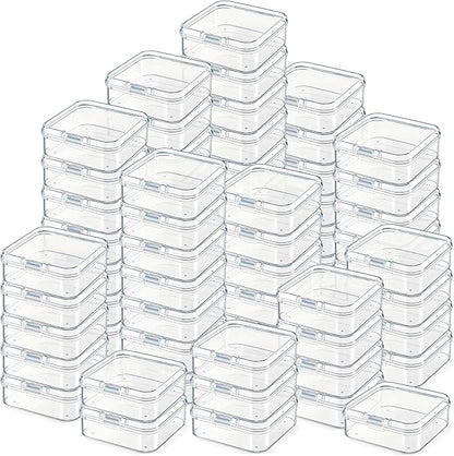 Jetec 60 Pieces Mini Plastic Clear Beads Storage Containers Box for Collecting Small Items, Beads, Jewelry, Business Cards, Game Pieces, Crafts (2.1 x 2.1 x 0.8 Inch)