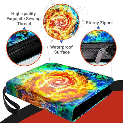 Trading Card Binder for TCG Cards, 9-Pocket Portable Card Collector Ablum Holder Book Fits 900 Cards with 50 Removable Sleeve, Waterproof Card Binder Display Storage Carrying Cases for TCG-Storm