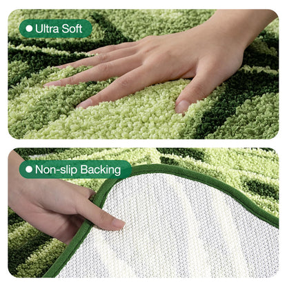 LUMI Cute Bathroom Rugs with Green Leaf Plant, Soft, Fluffy, Plush, Absorbent, Quick Dry, Non Slip, Machine Washable for Shower Floor, Bathroom, Bedroom,Kids Room, 23.5"x31.5", Monstera