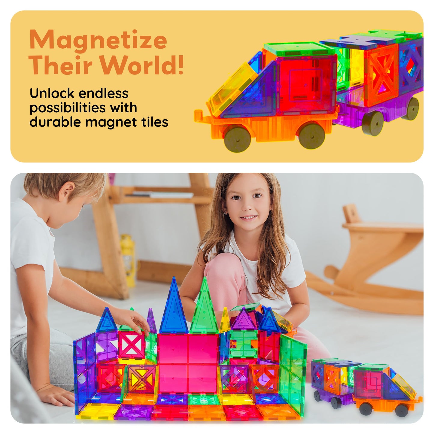 PicassoTiles® PT82 Creativity Set Magnet Building Tiles Clear Color Magnetic 3D Building Block - Creativity Beyond Imagination! Educational, Inspirational, Conventional, Recreational