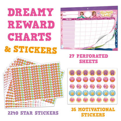 Gooji Princess Reward Chart for Kids - Motivational Chore Chart for Kids, Behavior Chart for Kids at Home, Sticker Chart - Perfect for Encouraging Good Habits, Learning, and Responsibility