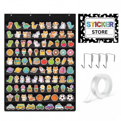 Eaasty Sticker Store for Classroom 28 x 43'' Hanging Display Organizer Sign Holder and Reward Storage Rack for Homeschool Teachers Teaching Supplies Reward Stickers Not Included