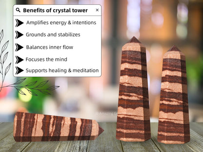 Amazing Gemstone Narmada Shiva Lingam Crystal Towers ~ Natural Healing Crystal Point Obelisk for Reiki Healing and Crystal Grid (3" to 4" INCH)