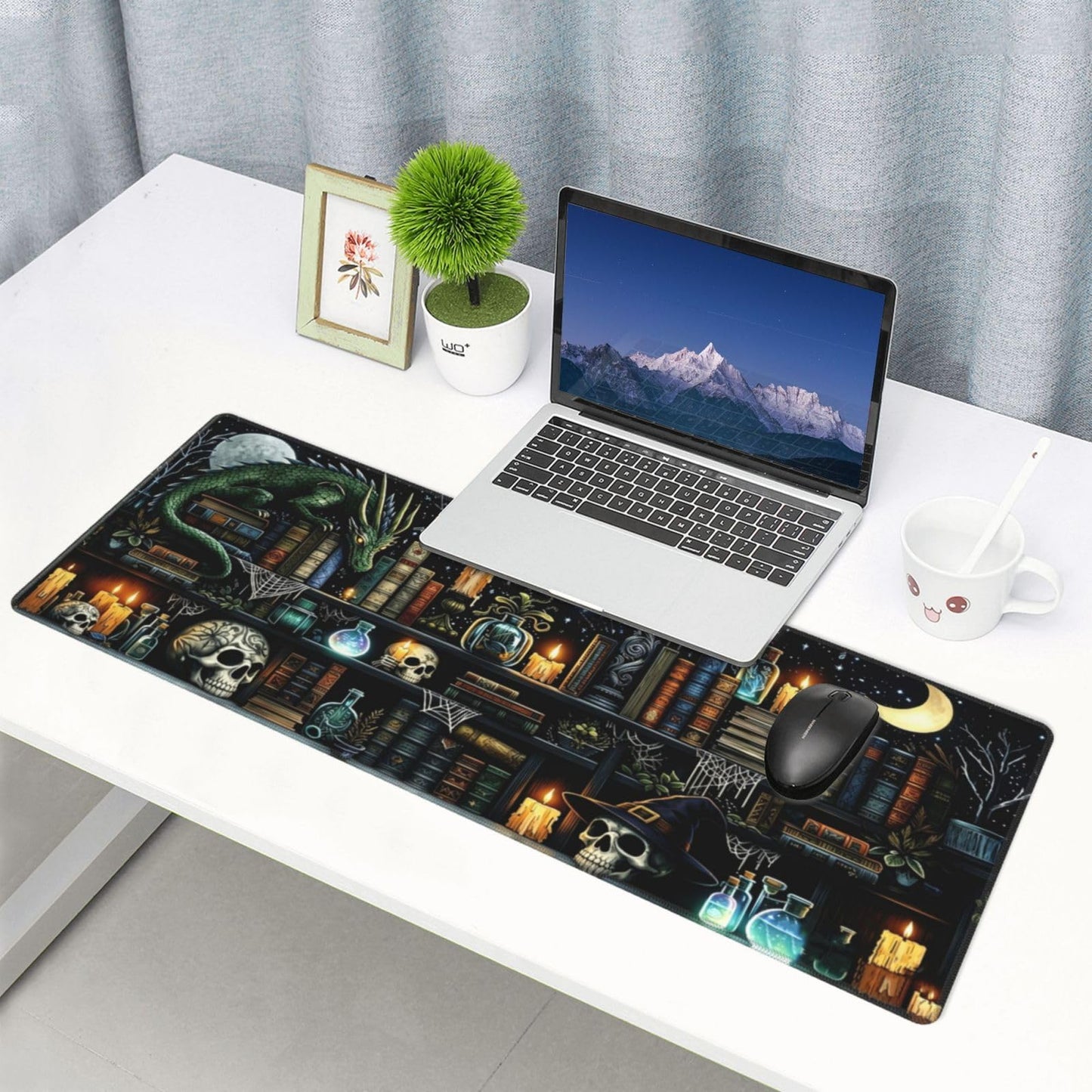 Large Gaming Mousepad, Mystical Gothic Library XL Mouse Pad with Stitched, Full Long Waterproof Non-Slip Base Keyboard Pad, PC Laptop Computer Mat for Men Office Decor, 31.5 * 11.8 in