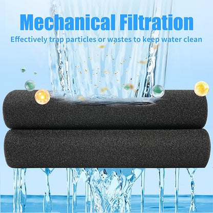 AQUANEAT 2 Pack Aquarium Bio Sponge Filter Media Pad Cut-to-Size Open Cell Foam Sheet for Fish Tank Sump (72" x 12" x 1")