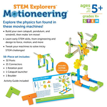 Learning Resources STEM Explorers Motioneering - 56 Pieces, Ages 5+STEM Toys for Kids, Brain Teaser Toys and Games, Kindergarten Games
