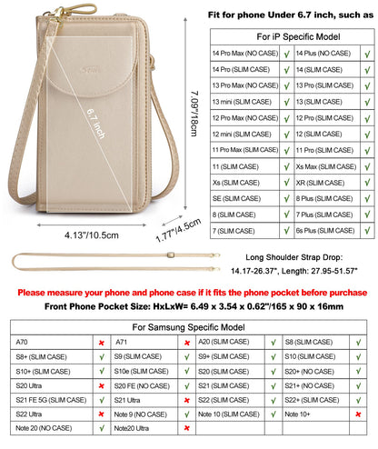 S-ZONE Small Crossbody Bags for Women Cell Phone Purse RFID Blocking Wallet Purses with Credit Card Slots