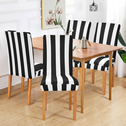 Kigai Black and White Stripes Dining Room Chair Covers Set of 2,Stretchable Removable Washable Spandex Kitchen Chair Protector Slipcovers for Restaurant,Hotel,Ceremony,Christmas Decoration