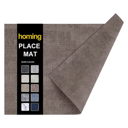 homing Faux Leather Heat Resistant Placemats 6 Packs, Waterproof Wipeable Dining PU Place Mats for Indoor & Outdoor, Easy to Clean, Brown