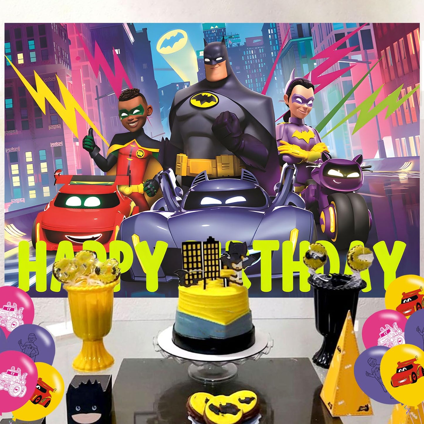 Wheels of Bat Backdrop 5x3 Vinyl Wheels of Bat Birthday Party Supplies Photography Background Picture Photoshoot Cake Table Decor Banner Shoot Drapes Poster