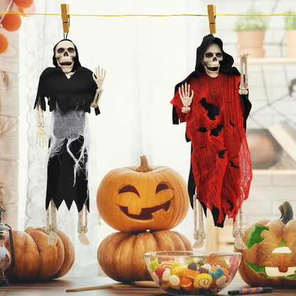 JOYIN 2PCS 16" Scary Halloween Decorations Halloween Skeletons Full Body Poseable Skeleton