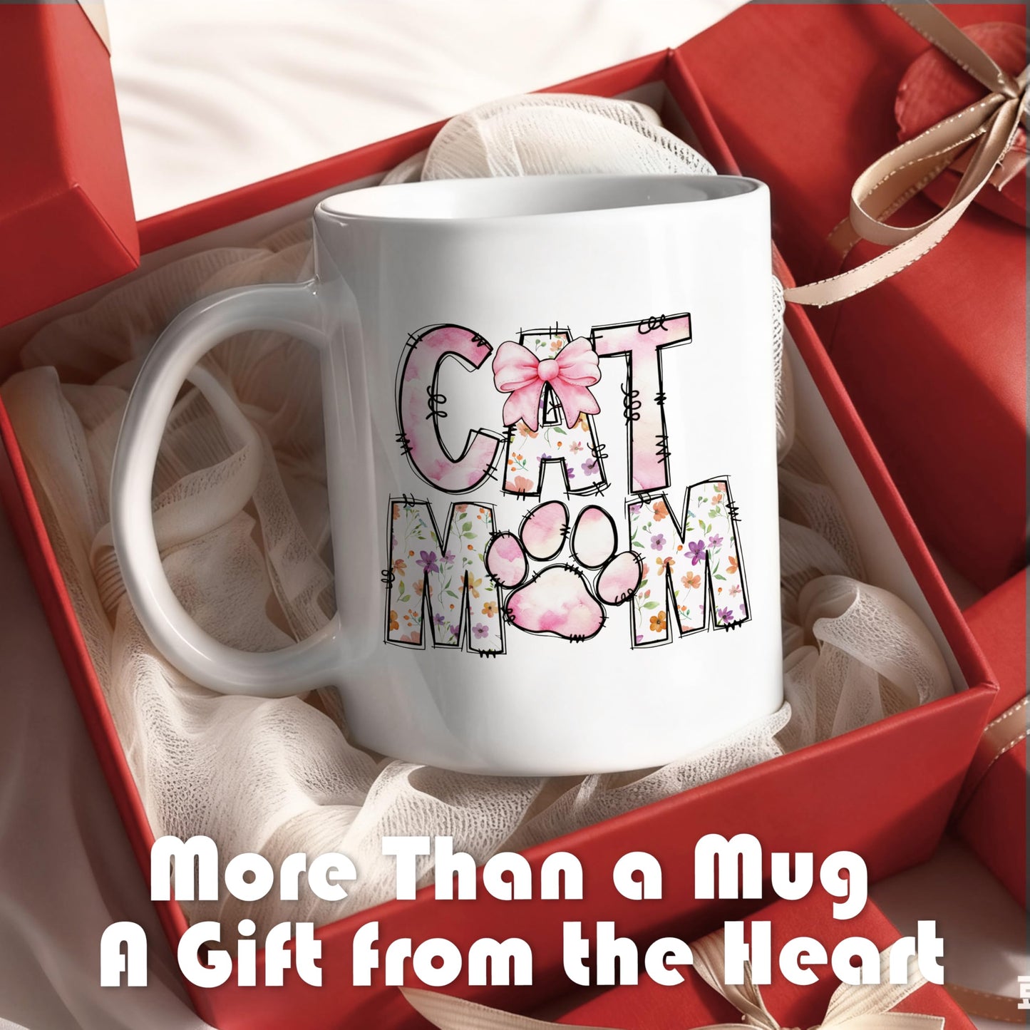 WDSFHYJK Cute Cat Mom Ceramic Coffee Mug 11oz,Creative Cat Lover Gifts for Women,Coffee Mug Gifts for Family Office College