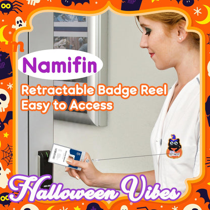Namifin 24PCS Halloween Badge Reels with Alligator Clip Funny Retractable Spooky Holiday Badge Holders Nurse Gifts Accessories Gifts for Friends, Co-Workers