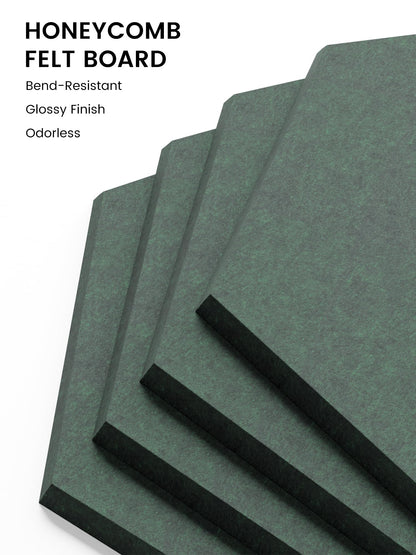Fluxynara Hexagon Cork Board Alternative for Walls Decor-8-Pack Felt Bulletin Board Tiles,with 30 Pushpins,50 Adhesive Tabs for Office,Classrooms & Home Pin Board Felt Board-Pine Green